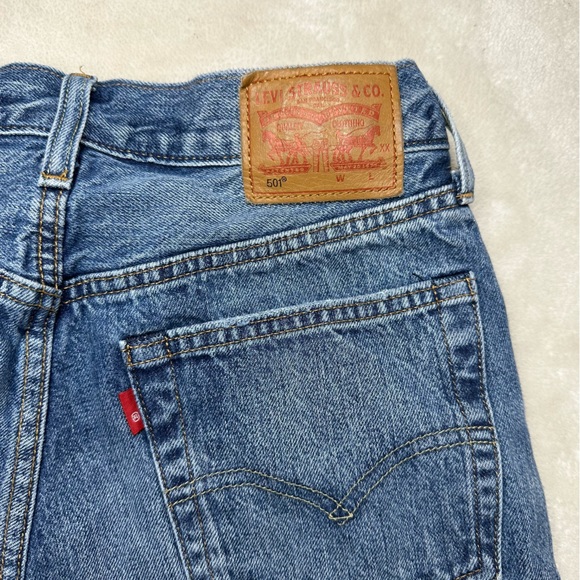 Levi's 501 Color-block Patchwork Ragged Lands Raw Hem Slim Straight Denim Jeans - Picture 11 of 16